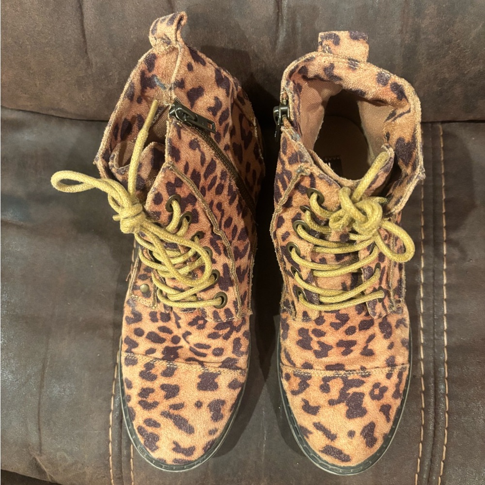 Leopard Print Billabong Lace-Up Ankle Boots